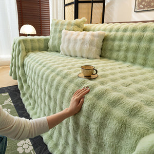 Thick Faux Fur Sofa Cover Fluffy Plush Warm Sofa Slipcover Furniture Protector for Couch Bed