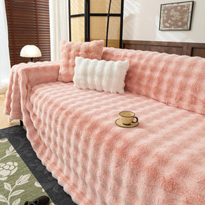 Thick Faux Fur Sofa Cover Fluffy Plush Warm Sofa Slipcover Furniture Protector for Couch Bed
