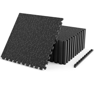0.39 inch Thick Rubber Top Exercise Mat 48 Sq Ft with Boarders-color-Gray