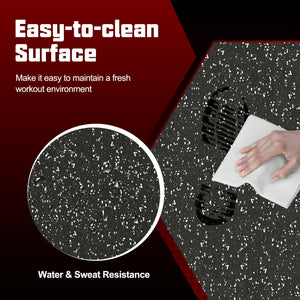 0.79 inch Thick Rubber Top Exercise Mat 48 Sq Ft with Boarders-Black
