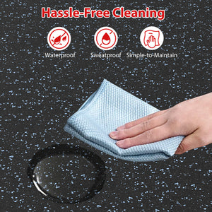 0.79 inch Thick Rubber Top Exercise Mat 48 Sq Ft with Boarders-Black & Blue