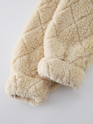 Women's Fuzzy Zip-Up Jacket with Pockets – Soft & Cozy Long Sleeve Outerwear