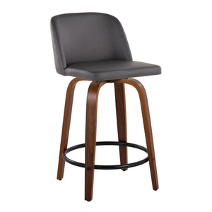 Toriano - Mid Century Modern, Fixed Height Counter Stool & Swivel And Round Footrest (Set of 2) by Couch.com