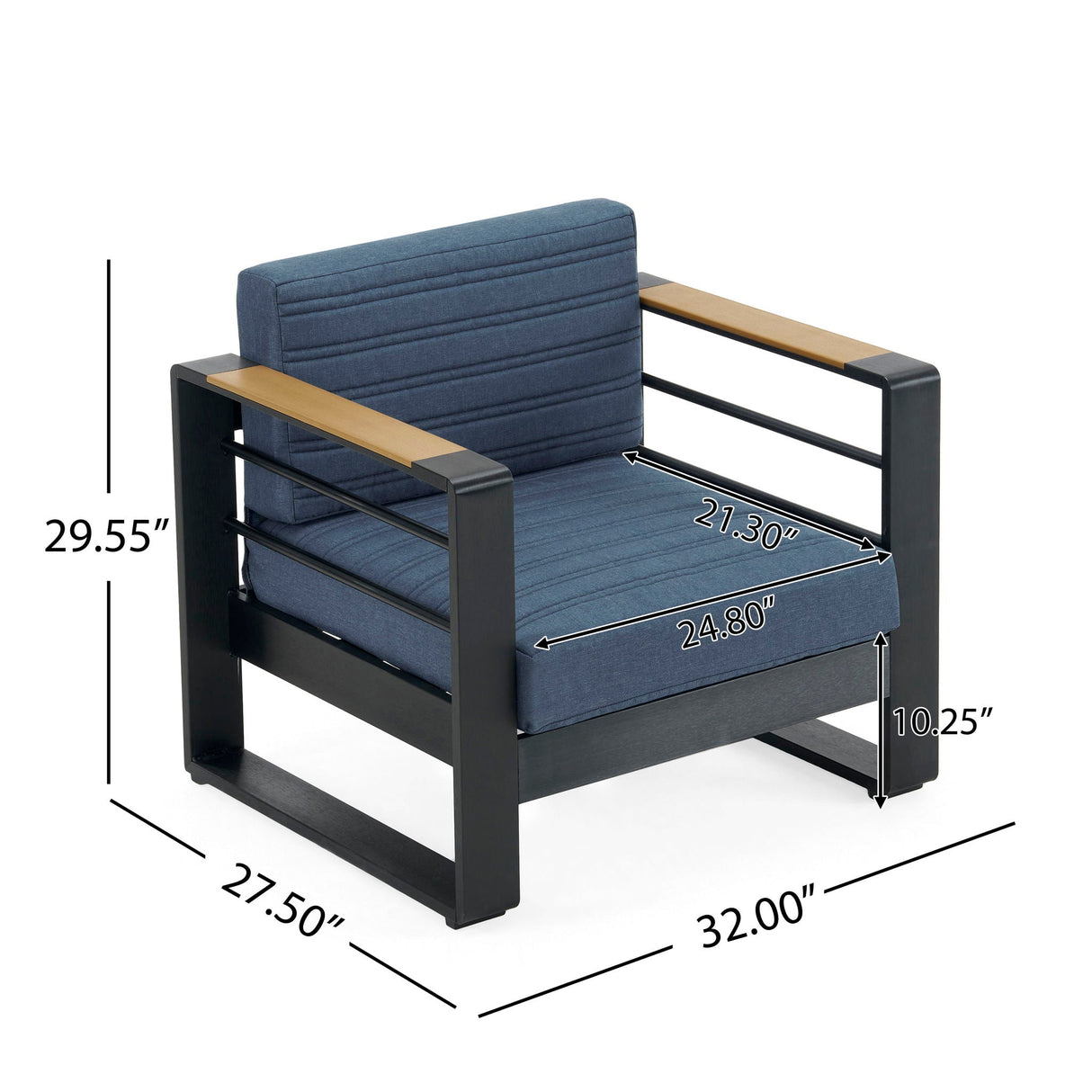 Giovanna Club Chair Set With Aluminum Frame