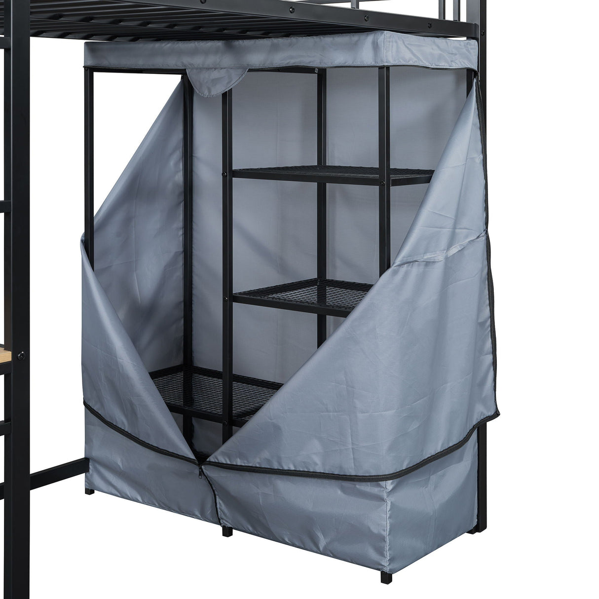 Loft Bed With Desk, Shelves, Power Outlet, LED Light And Wardrobe by Couch.com