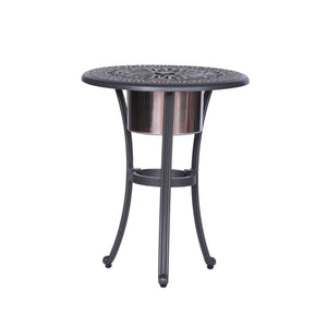 Outdoor Patio Aluminum Round Bistro Table/Side Table With Ice Bucket - Gunmetal by Couch.com