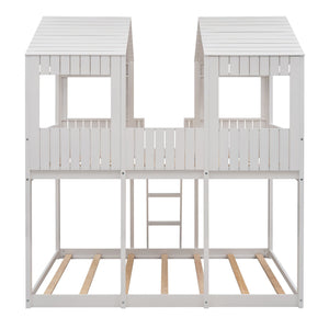 Bunk Bed With Roof, Window, Guardrail, Ladder by Couch.com