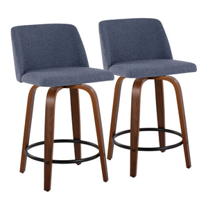 Toriano - Mid Century Modern, Fixed Height Counter Stool & Swivel And Round Footrest (Set of 2) by Couch.com
