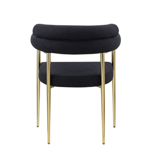 Dining Chairs (Set of 2), Mid-Century Modern Dining Chairs, Kitchen Dining Room Chairs, Round Boucle Backrest Sherpa Dining Chair With Brushed Bronze Metal Legs by Couch.com