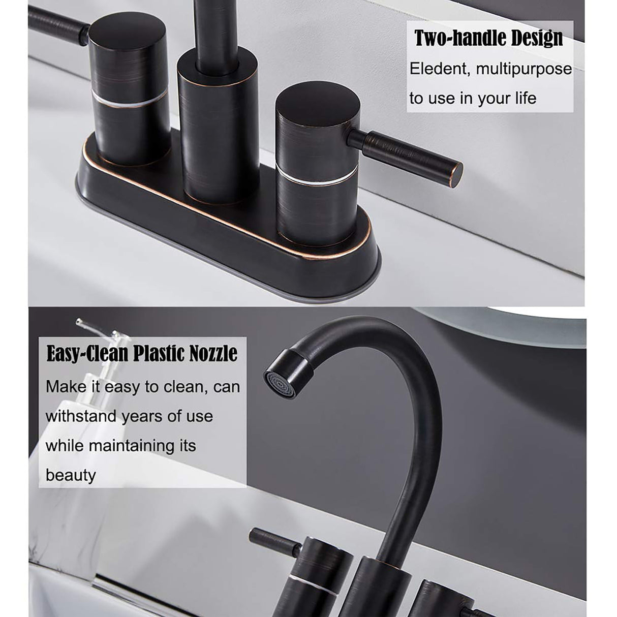 Elegant 2 Handle Bathroom Faucet With 360 Degree High Arc Swivel, Stainless Steel - Oil Rubbed Bronze by Couch.com