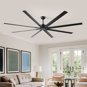 Industrial DC Motor Ceiling Fan, Large Ceiling Fan With 8 Reversible Blades, 5 Speed Remote Control, Home Or Commercial Ceiling Fans For Porch / Garage / Shop - Black by Couch.com