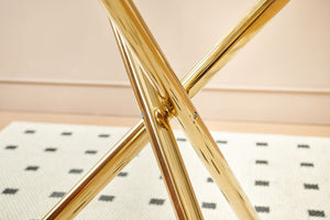 Dining Table With Metal Leg And Glass, Modern Space Saving Kitchen Table For Living Room - Golden by Couch.com