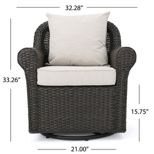 Amaya - Outdoor Swivel Rocker Chair With Water Resistant Cushions - Brown / Beige