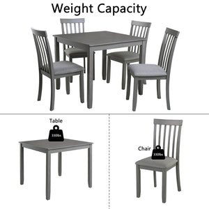 5 Piece Modern Dining Set, Square Wooden Dining Table With 4 Upholstered Chairs For Kitchen, Dining Room - Gray by Couch.com