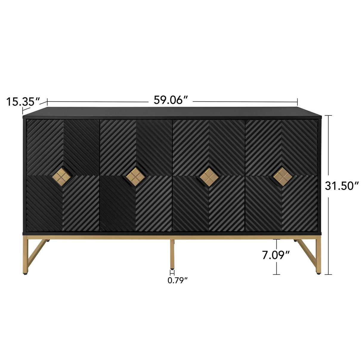 Carved 4 Door Sideboard With Storage, Adjustable Shelf by Couch.com