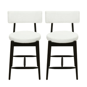 Mid Century Modern Counter Stools, Fabric Upholstered Chairs