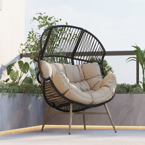 Cori - Outdoor Patio Egg Chair, With Cushion - Black / Khaki by Couch.com