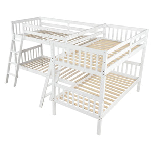 Twin L-Shaped Bunk Bed With Ladder - White by Couch.com
