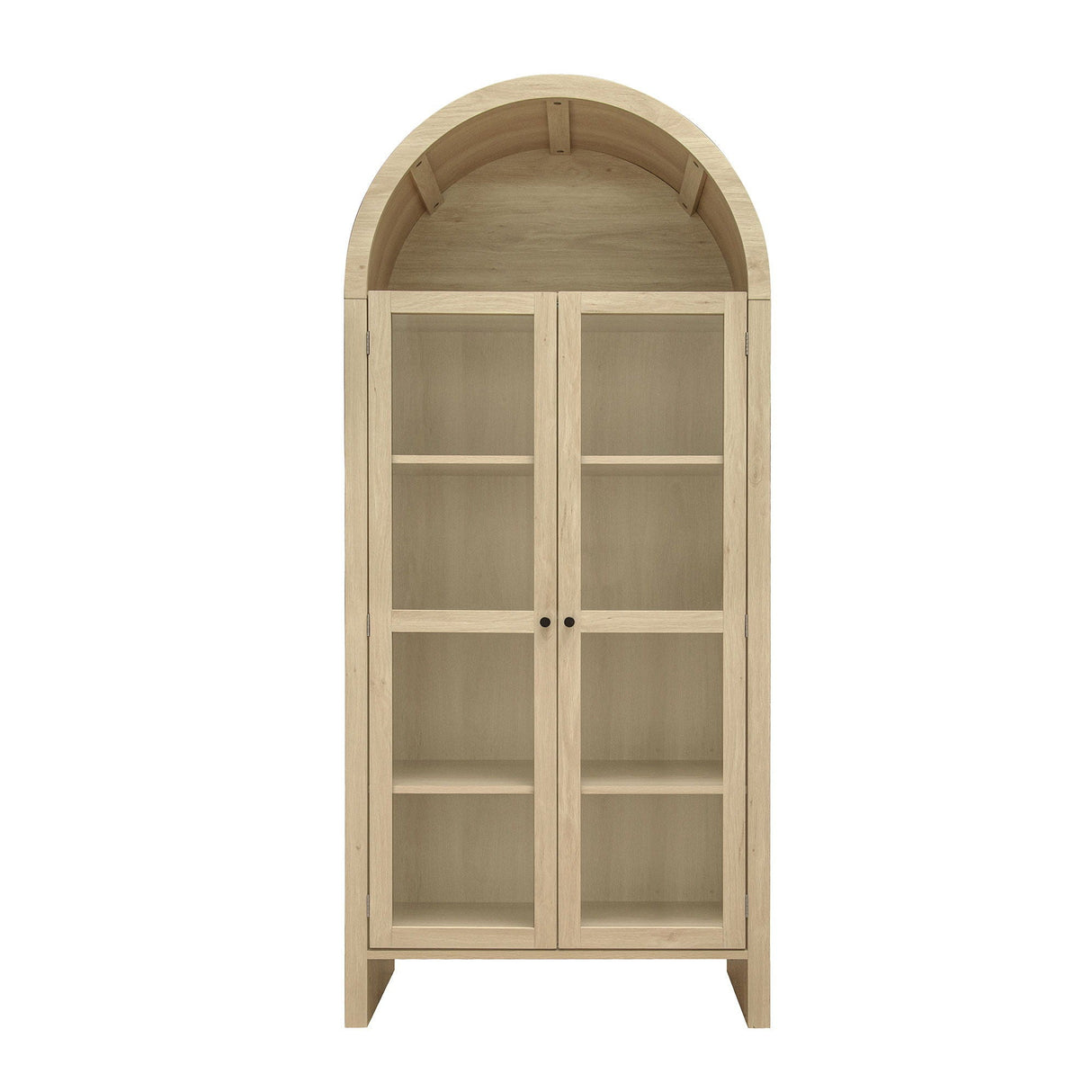 Tall Arched Kitchen Pantry, Modern Farmhouse Wood Kitchen Storage Cabinets, Arched Storage Display Cabinet With Adjustable Shelves, Versatile Cupboard For Kitchen, Dining Room - Natural by Couch.com