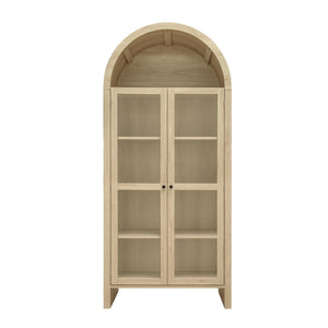 Tall Arched Kitchen Pantry, Modern Farmhouse Wood Kitchen Storage Cabinets, Arched Storage Display Cabinet With Adjustable Shelves, Versatile Cupboard For Kitchen, Dining Room - Natural by Couch.com