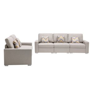 Nolan - Linen Fabric Sofa And Loveseat Living Room With Pillows And Interchangeable Legs by Couch.com