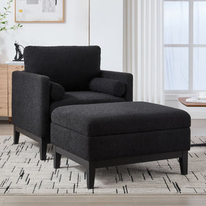 Farmhouse Upholstered Accent Chair With Ottoman, Reversible Lid Coffee Table by Couch.com