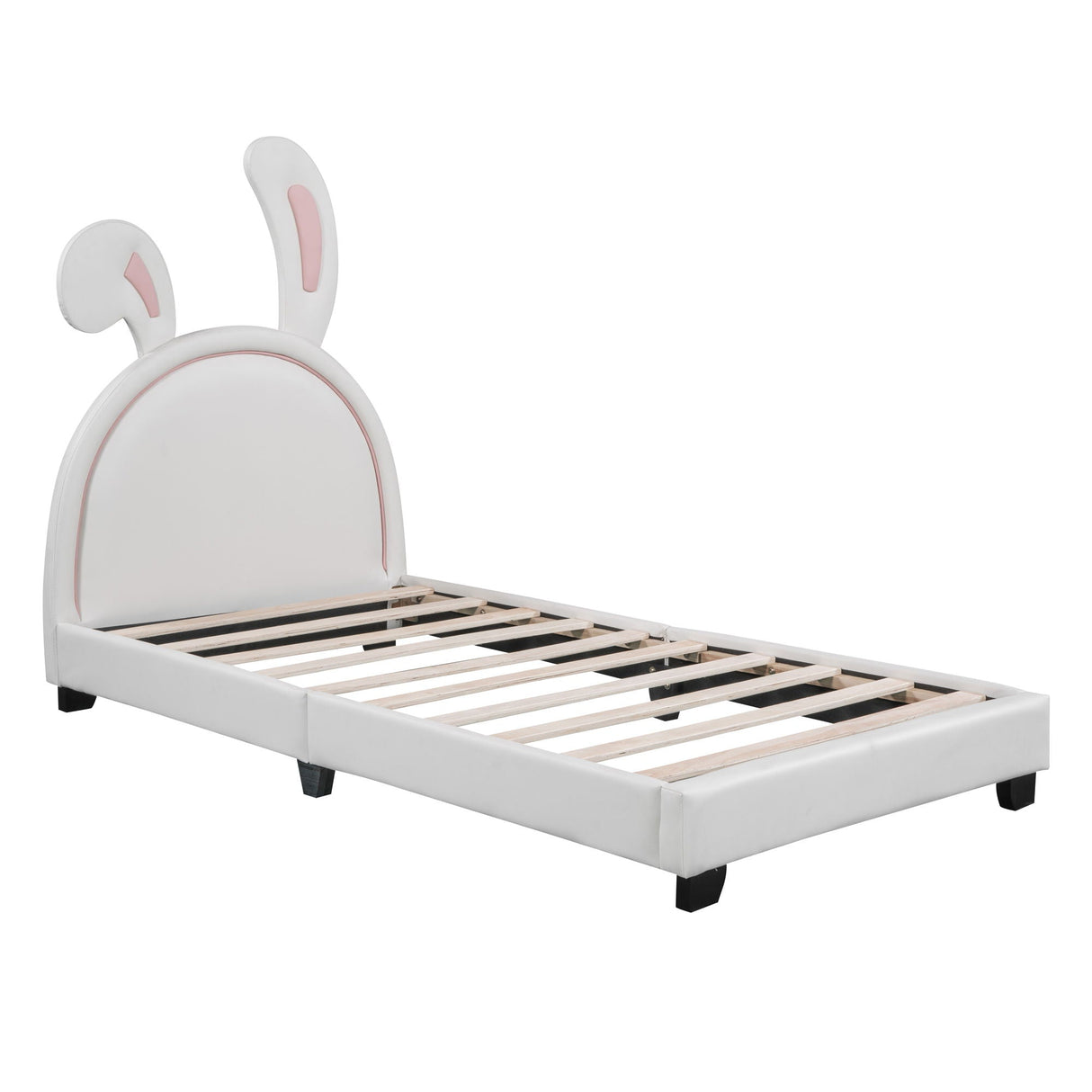 Upholstered Leather Platform Bed With Rabbit Ornament by Couch.com