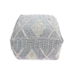 Diamond - Handcrafted Faux Yarn Pouf - Ivory / Gray by Couch.com