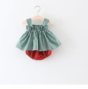 Plaid Suspenders Butt Clothes Trendy Two-piece Suit
