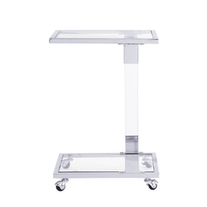 Side Table, Sofa Table, Glass Top C Shape Square Table With Metal Base For Living Room, Bedroom, Balcony Home And Office by Couch.com