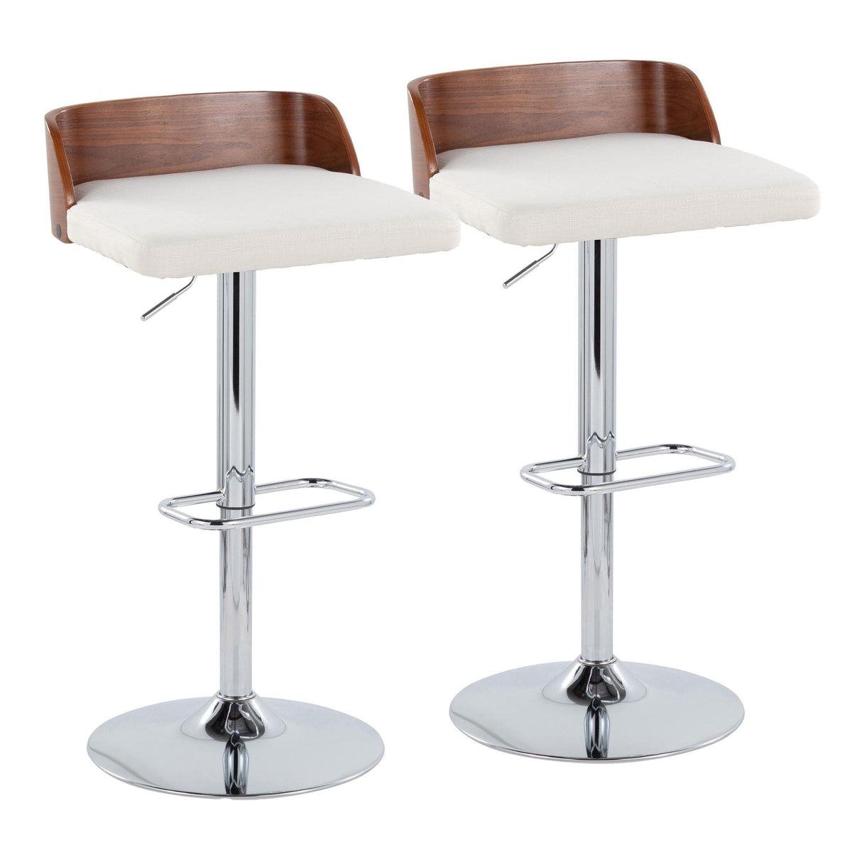 Maya - Mid Century Modern Adjustable Barstool With Swivel With Rounded Rectangle Footrest (Set of 2) by Couch.com