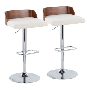 Maya - Mid Century Modern Adjustable Barstool With Swivel With Rounded Rectangle Footrest (Set of 2) by Couch.com