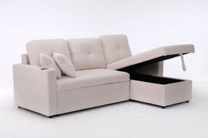 Lambswool - Pull Out Sleeper Sectional Sofa With Storage Chaise by Couch.com