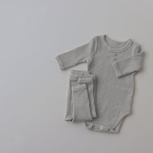 New Baby Long-sleeved Pit Strip Romper  Pants Suit