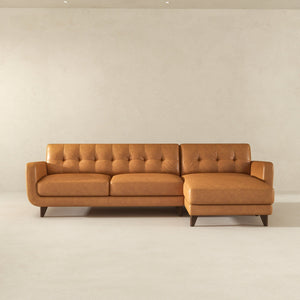 Allison - Mid-Century Modern Leather Sectional Sofa Chaise by Couch.com