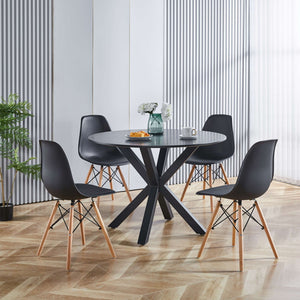 5 Pieces Dining Set, Table Metal Leg Mid-Century Dining Table For 4 - 6 People With Table Top, Pedestal Dining Table, End Table Leisure Coffee Table - Matte Black by Couch.com