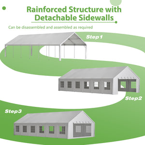 Party Tent Heavy Duty, Large Wedding Event Shelters With 3 Carry Bags & Removable Sidewalls, Outdoor Canopy Gazebo Commercial Tents For Parties Carport Camping Garden Patio - White by Couch.com
