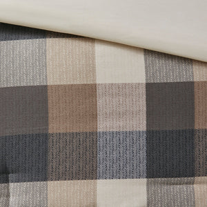 7 Piece Herringbone Comforter Set Neutral King