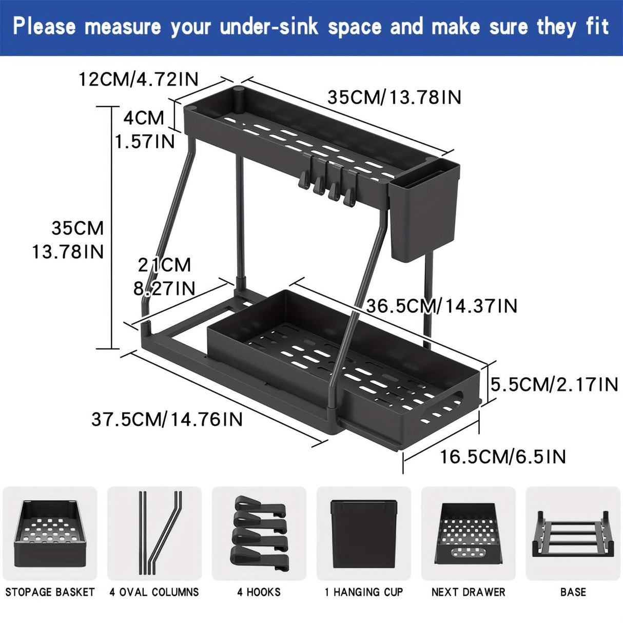 2-Piece Under Sink Organizer with Sliding Shelves – Multi-Purpose Storage Rack