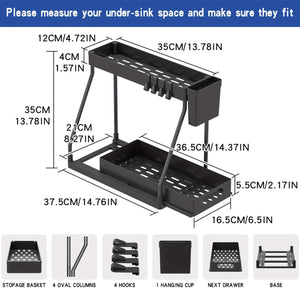 2-Piece Under Sink Organizer with Sliding Shelves – Multi-Purpose Storage Rack