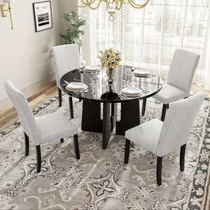 5 Piece Round Dining Table Set, Modern Dining Table And 4 Upholstered Chairs For Dining Room by Couch.com