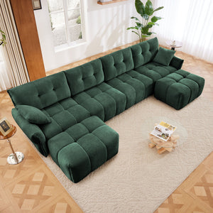Elegant Sofa Set With Ottoman And Pillows, Textured Chenille, High Resilience Cushions by Couch.com