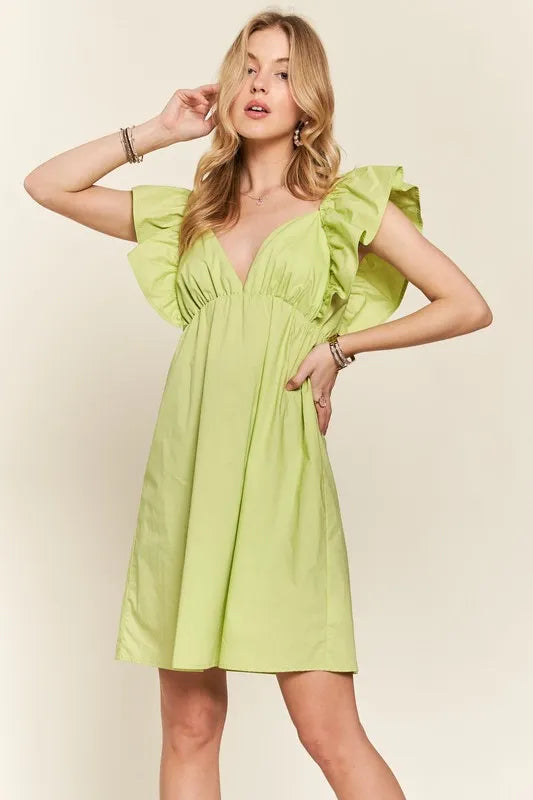 Smocked Back Ruffled Cap Sleeve Babydoll Dress For Summer – Feminine, Flattering, Comfortable, Playful Charm