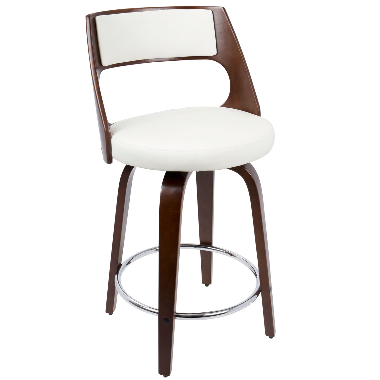 Cecina - Mid-Century Modern Fixed Height Counter Stool With Swivel And Round Footrest (Set of 2) by Couch.com