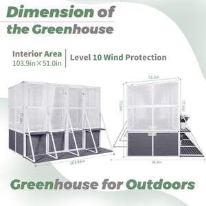 Greenhouse, Wooden Lean To Greenhouses For Outdoors, Heavy Duty Walk In Green House For Outside Winter, Large Hot House For Sunroom Storage Shed, Garden, Backyard - White / Gray by Couch.com