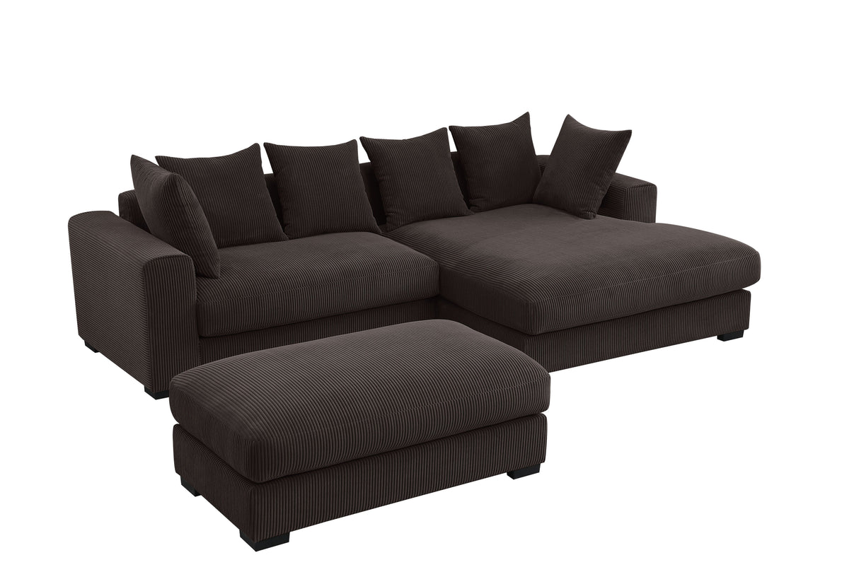 Couch.com Duke 4 Piece Upholstered Sectional Dark Brown, Modern Style, Fabric Construction, Dark Brown Finish by Couch.com