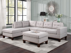 Hilo - Fabric Reversible Sectional Sofa With Dropdown Armrest, Cupholder, And Storage Ottoman by Couch.com