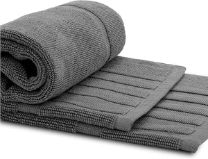 Luxury Bath Mat Floor Towel Set 22 x34 in 2 Pack Dark Gray Absorbent Cotton