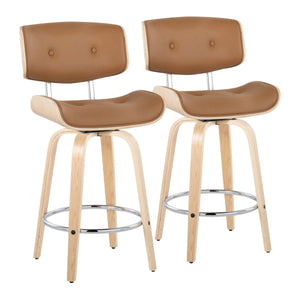 Lombardi - Mid Century Modern Fixed Height Counter Stool With Swivel With Round Footrest (Set of 2) by Couch.com