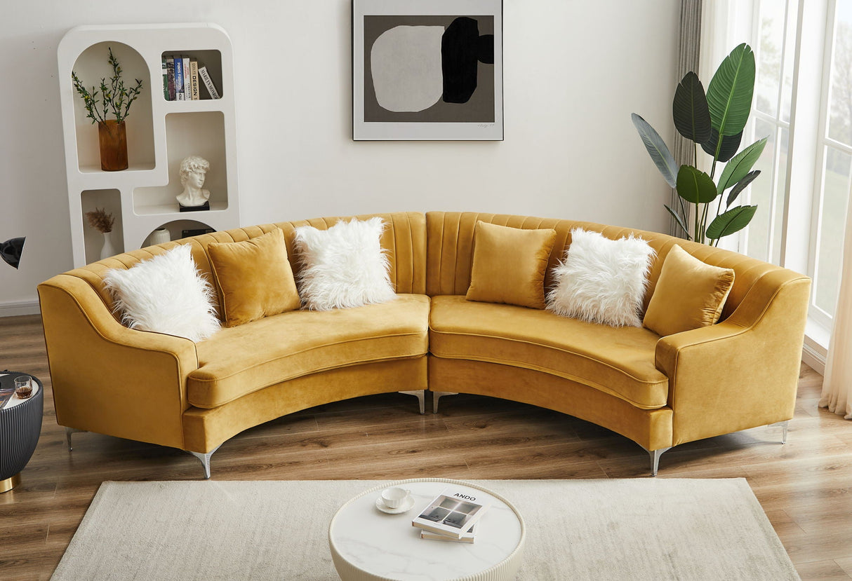 Velvet Curved Sofa by Couch.com
